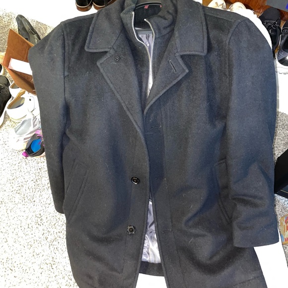 Men's Black Wool Coat - Picture 1 of 5